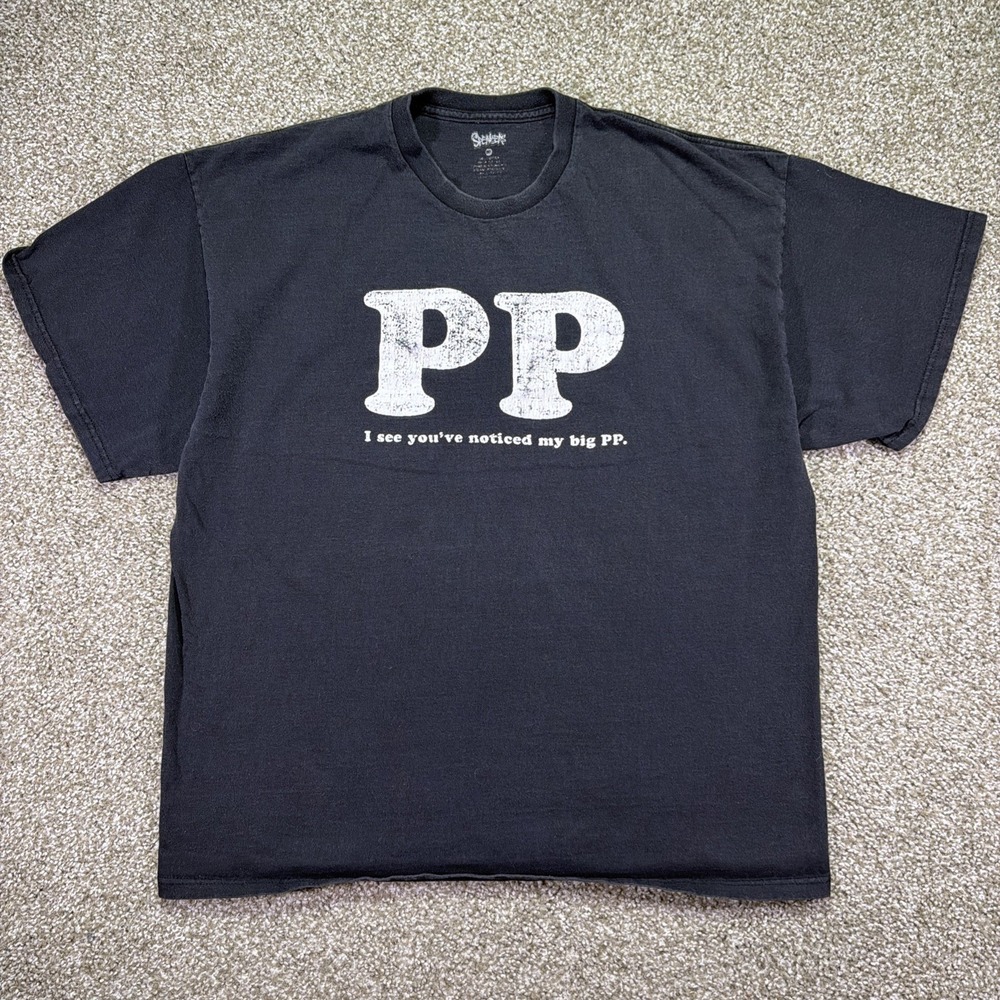 Vintage Spencer's Funny Explicit Big PP Tee Black Size XL Y2K